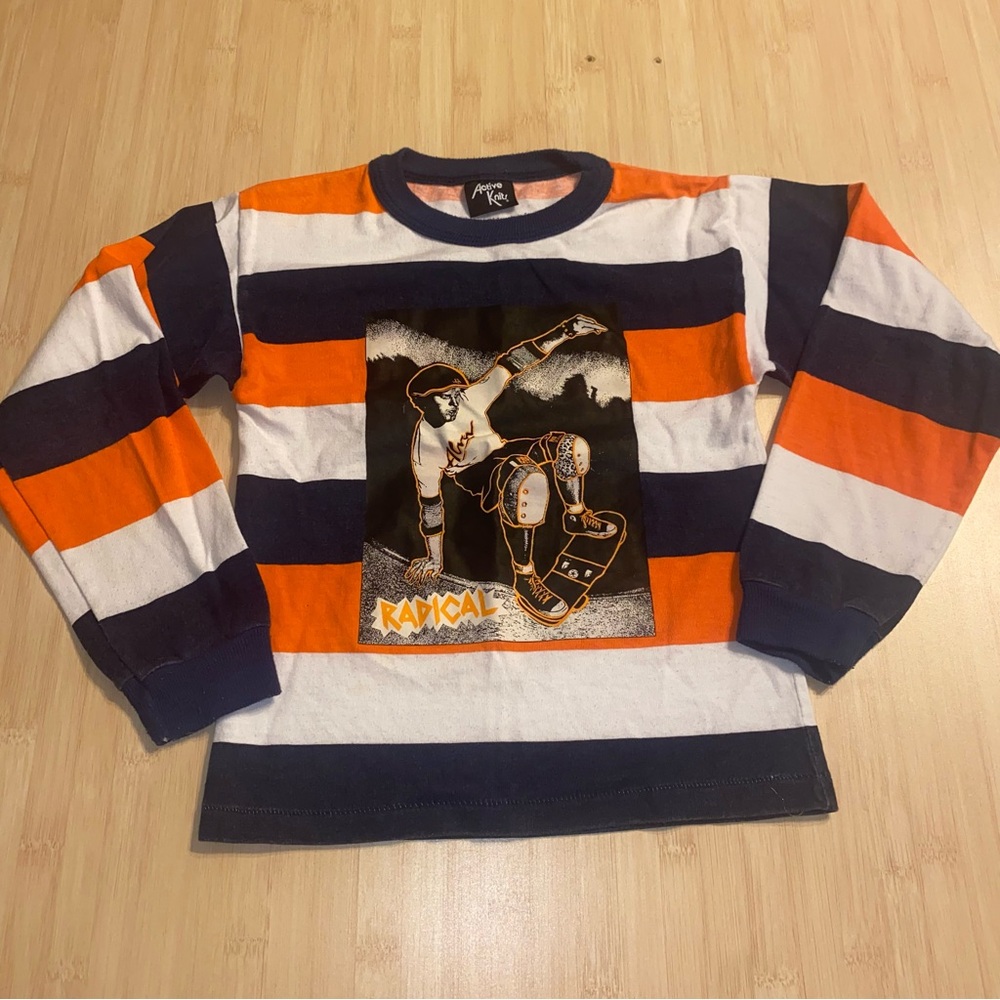 Vintage 90s Skateboarding Striped Radical Long Sleeve Shirt Youth Boys Medium